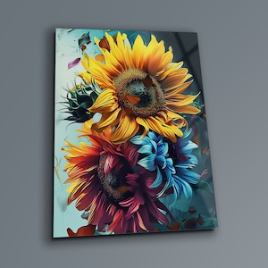 Aestetic Wall Art , Flowers Wall Art , Abstract Wall Decor , Living Room Decor , Tempered Glass Wall Art , Glass Printing , Birthday Gift