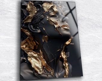 Abstract Woman Tempered Glass Wall Art: Modern Sculpture