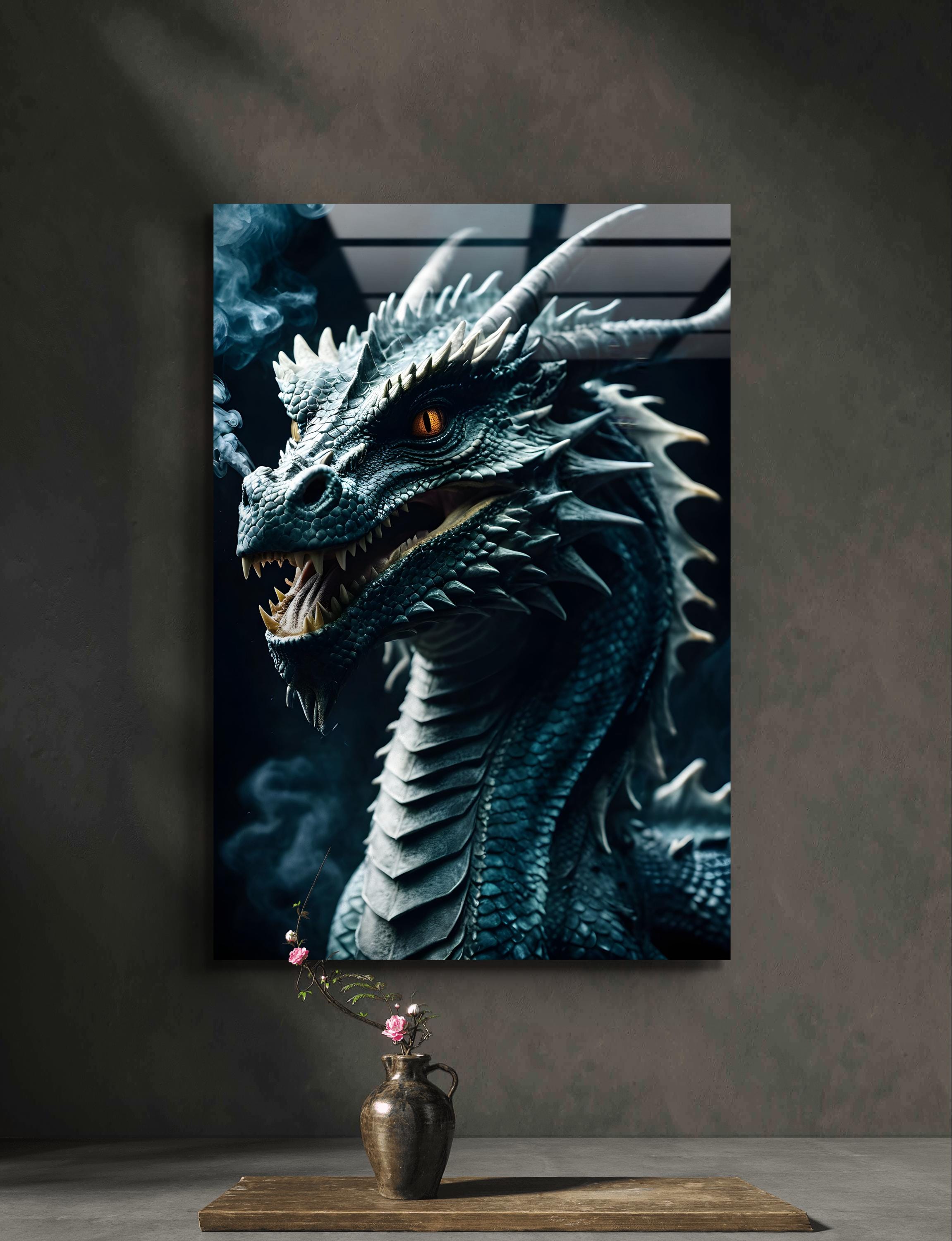 Dragon Tempered Glass Wall Art – Modern Fantasy Home Decor - Etsy