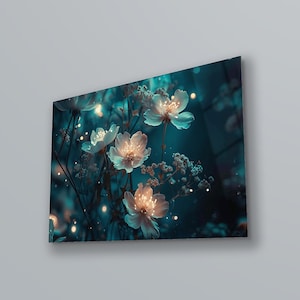 Flowers Wall Art ,  Abstract Wall Decor , Aestetic Wall Art , Living Room Decor , Tempered Glass Wall Art , Glass Printing , Birthday Gift