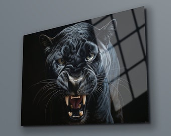 Panther Wall Art , Black Panther , Nature Inspired Art , High Quality , Tempered Glass Printing Wall Art , Vivid Colors , Birthday Gift