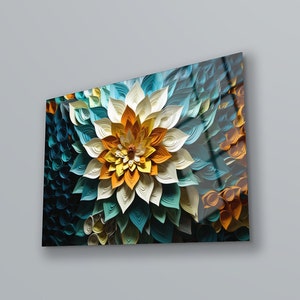 Abstract Floral Tempered Glass Wall Art: Modern Living Room Decor