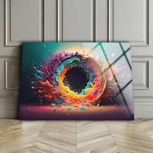 Abstract Wall Art , Glass Print , Tempered Glass Wall Art , Wall Hanging , High Quality , Colorful Wall Decor , Housewarming Gift