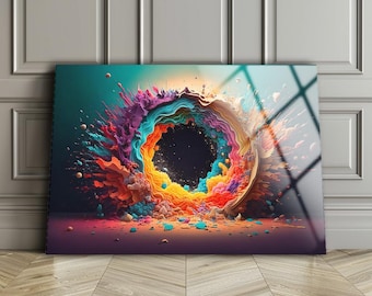 Colorful Abstract Glass Wall Art: Modern Home Decor