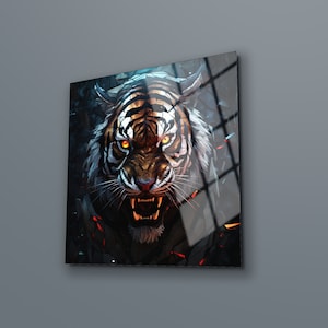 Tiger Tempered Glass Wall Art: Vivid Colors, Modern Decor