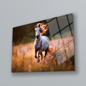 Glass Wall Art Horse , Nature Wall Decor , Animals Wall Art , Horse Gift , Tempered Glass Wall Art , Glass Printing , Large Glass Wall Art
