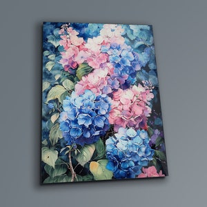 Hydrangea Tempered Glass Wall Art: Modern Floral Print