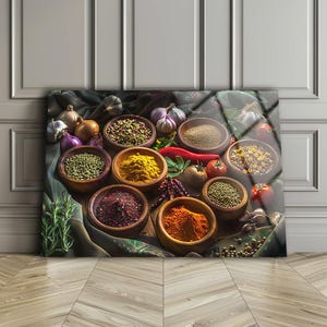 Spices Glass Wall Art , Kitchen Wall Decor , High Quality , Tempered Glass Art , Vivid Colors , Kitchen Decor , Kitchen Gift , Glass Print