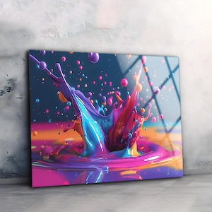 Abstract Colorful Wall Art , Vivid Colors , High Quality , Pattern Wall Decor , Wall Hanging , Panoramic Wall Art , Tempered Glass Art