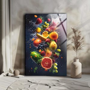 Fruits Glass Wall Art , Kitchen Wall Decor , Kitchen Gift , Vivid Colors , Tempered Glass Art , Glass Printing , Glass Painting , Glassware