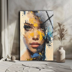 Glass Wall Art Woman , Abstract Wall Art , Tempered Glass Printing Art , High Quality , Colorful Wall Art , Wall Hanging ,  Birthday Gift