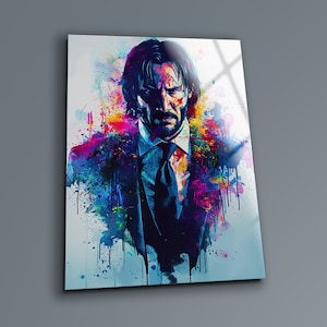 John Wick Tempered Glass Wall Art: Modern Living Room Decor