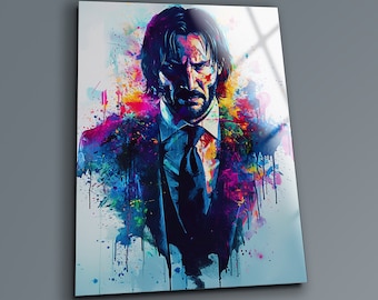 John Wick Tempered Glass Wall Art: Modern Living Room Decor