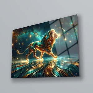Abstract Lion Wall Art , Tempered Glass Printing Wall Art , High Quality , Vivid Colors , Glassware , Modern Art , Home Decor , Office Decor