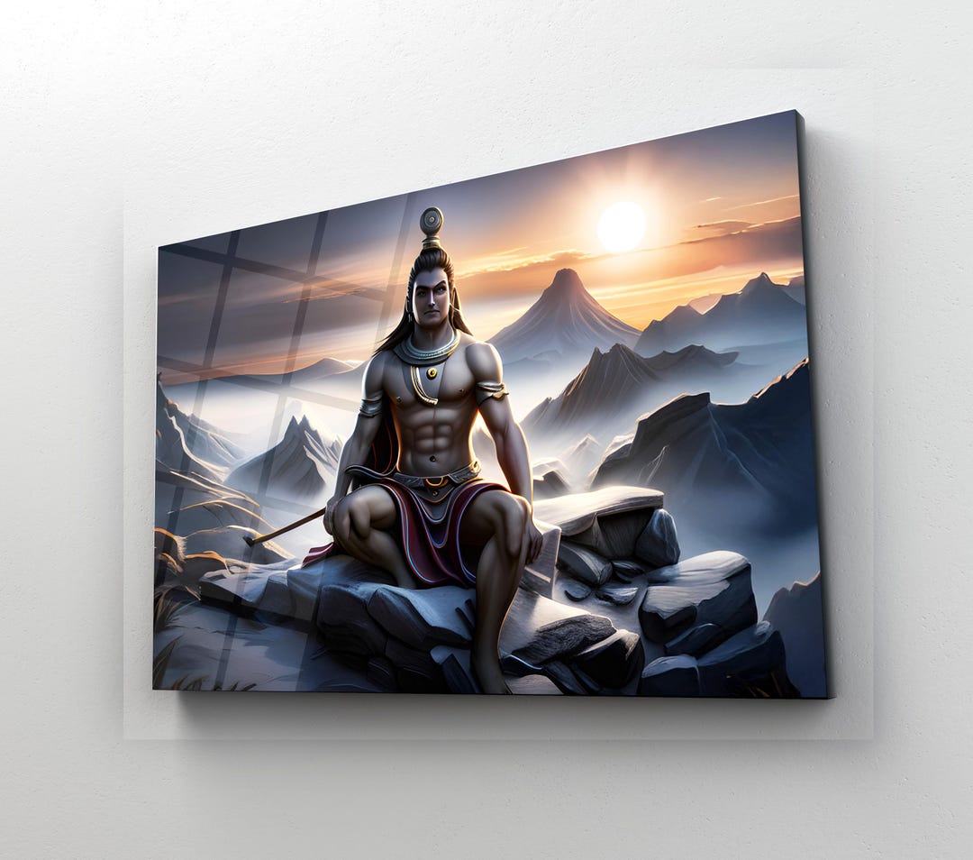 Lord Shiva Glass Wall Art: Hindu God Meditation Decor - Etsy