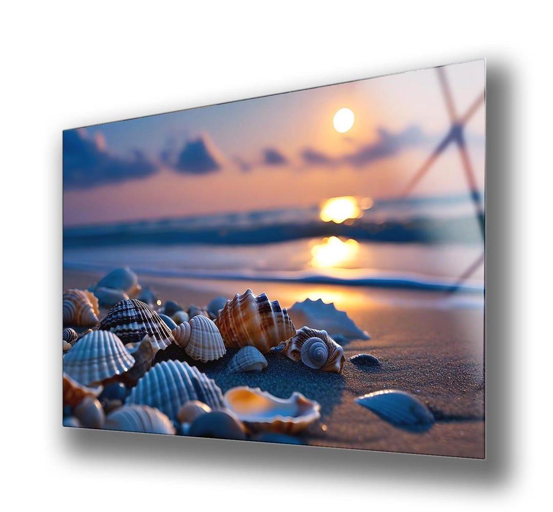 Seashell Tempered Glass Wall Art: Coastal Home Decor - Etsy