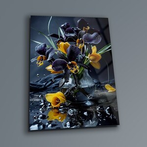 Flowers Wall Art , Aestetic Wall Art , Abstract Wall Art , High Quality , Tempered Glass Printing Wall Art , Vivid Colors , Birthday Gift