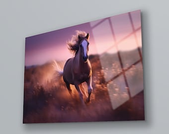 Tempered Glass Horse Wall Art: Modern Nature Decor