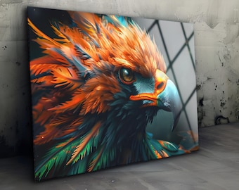 Colorful Eagle Tempered Glass Wall Art: Modern Floating Decor