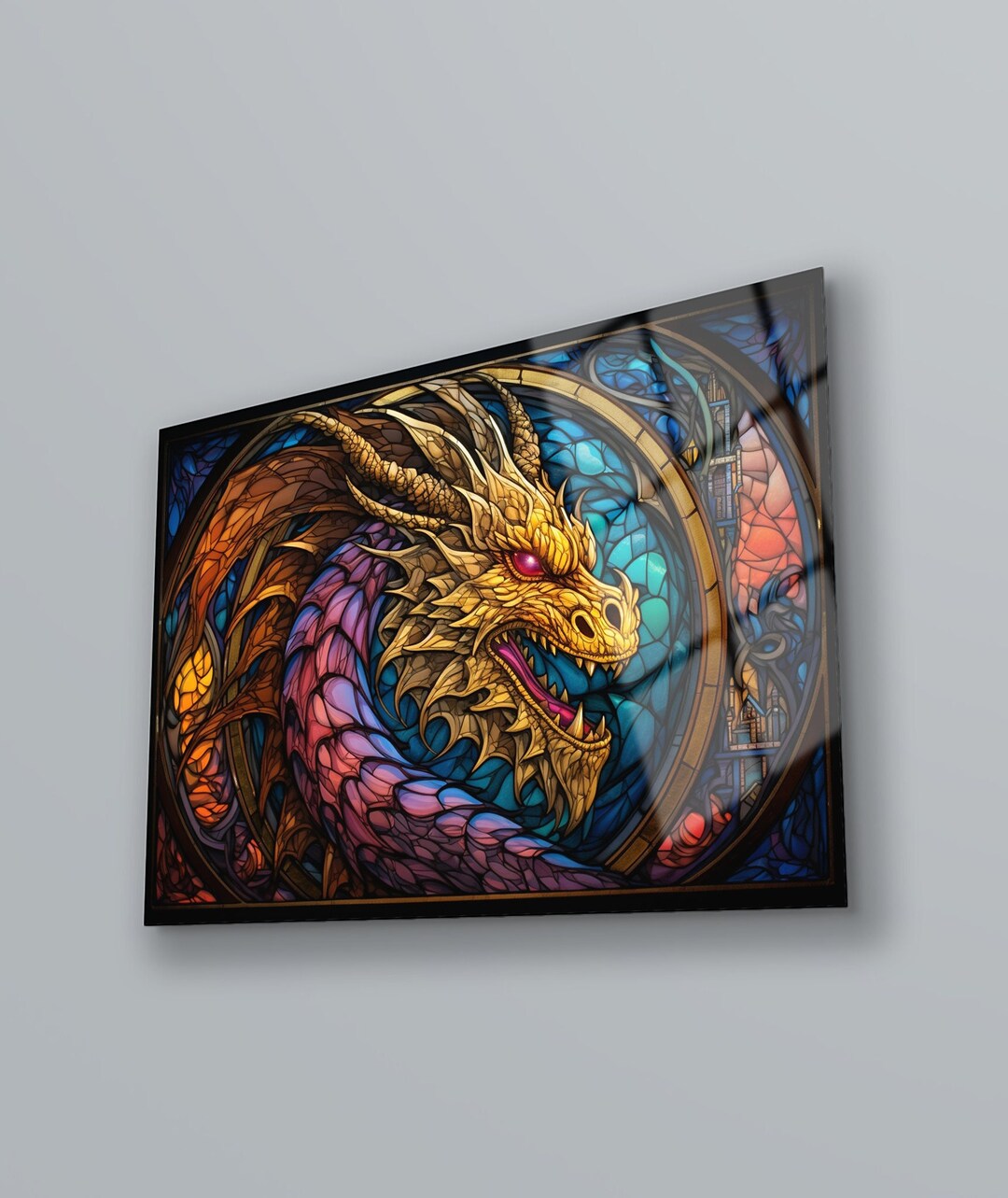 Dragon Tempered Glass Wall Art: Spiritual Home Decor - Etsy