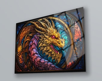Drache gehärtetes Glas Wandkunst: Spirituelle Wohnkultur