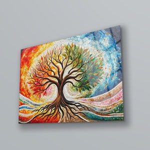 Tree Of Life Wall Decor , Tempered Glass Wall Art , Tree Wall Decor, Glass Printing , Large Wall Art, Wall Hangings , Stained Window Decor