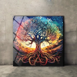 Tree Of Life Tempered Glass Wall Art: Modern Home Decor