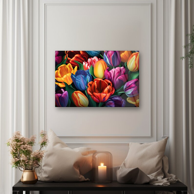 Tulip Wall Art Flowers for Wall Plant Wall Decor Living Etsy