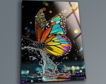 Abstract Butterfly Tempered Glass Wall Art: Modern Home Decor
