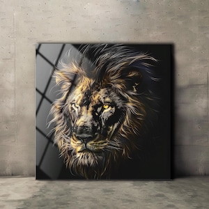 Lion Wall Art , Tempered Glass Wall Art , Glass Printing ,  Panoramic Wall Art , Large Wall Art , High Quality , Wall Hanging , Stepmom Gift