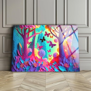 Glass Wall Art Abstract , Colorful Nature Wall Decor , Tempered Glass Art , Glass Printing , High Quality , Wall Hanging , Birthday Gift
