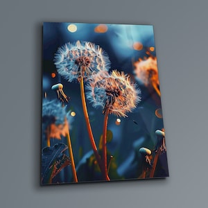 Dandelion Tempered Glass Wall Art: Nature Print Home Decor