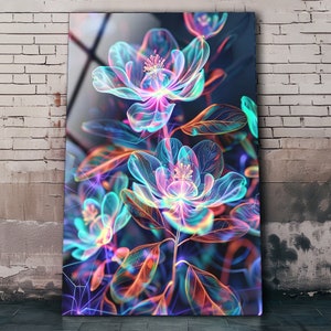 Glass Wall Art Abstract Flower , High Quality , Tempered Glass Art , Glass Printing , Extra Large Wall Art ,  Wall Hanging , Birthday Gift