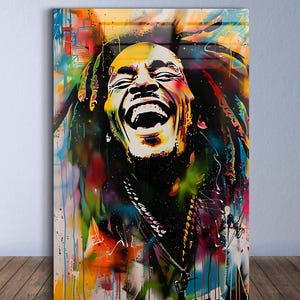 Bob Marley Glass Print Art Wall Decor - Unique Birthday Gift - Colorful Home Decor - Large Glass Wall Decoration - Office Modern Glass Decor