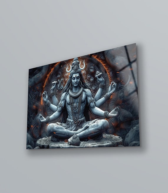 Lord Shiva Wall Art, Shiva Hindu Decor, Hindu Spiritual Art, Indian Home Decor, Shiva Artwork, Meditation Room Decor, Tempered Glass Print