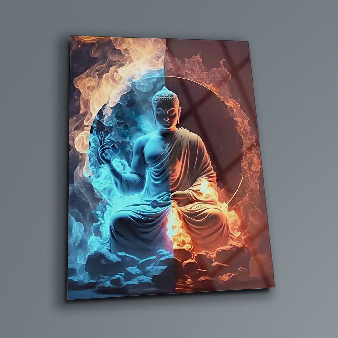 Buddha Tempered Glass Wall Art: Meditation Decor, Vivid Colors - Etsy