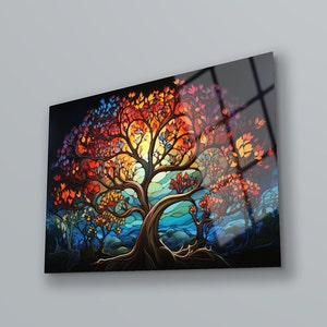 Tree Of Life , Glass Wall Art , Wall Art , Wall Hangings , Large Wall Art , Home Wall Decoration , Office Wall Decor , Housewarming Gift