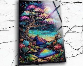 Colorful Nature Tempered Glass Wall Art: Vivid Home Decor