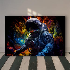 Cosmic Astronaut Tempered Glass Wall Art: Modern Sci-Fi Decor