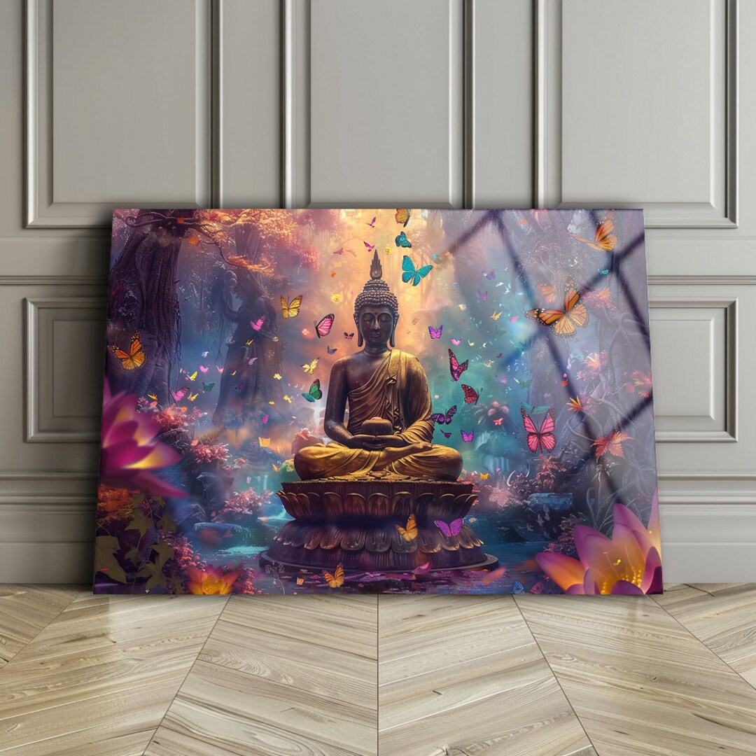Buddha Tempered Glass Wall Art: Meditation Decor - Etsy