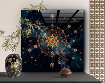 Heilige Geometrie Wandkunst: Mandala Cosmic Decor