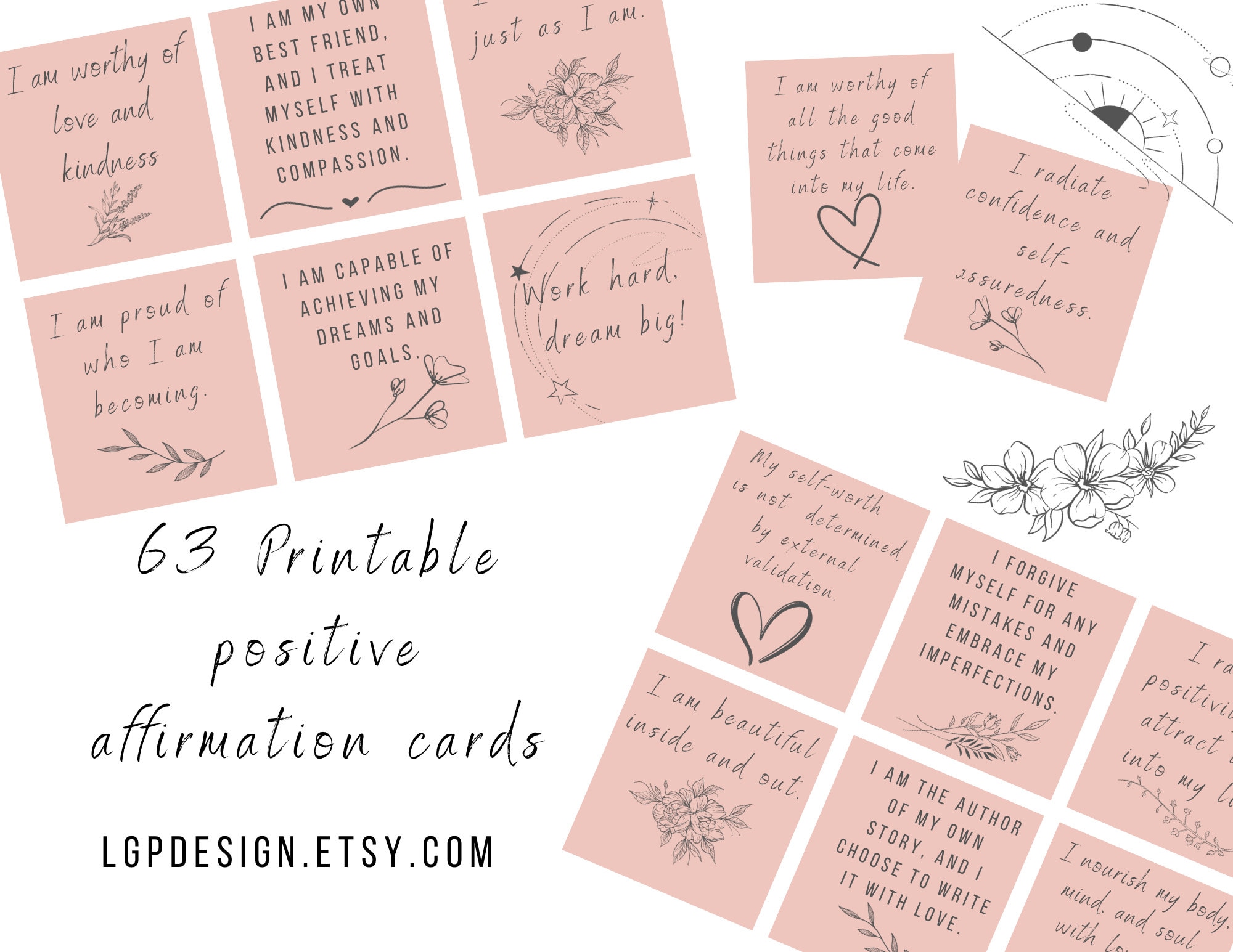 Affirmation Card Examples Note Card Affirmation Cards Printable, Positive Affirmation Cards, Digital ...