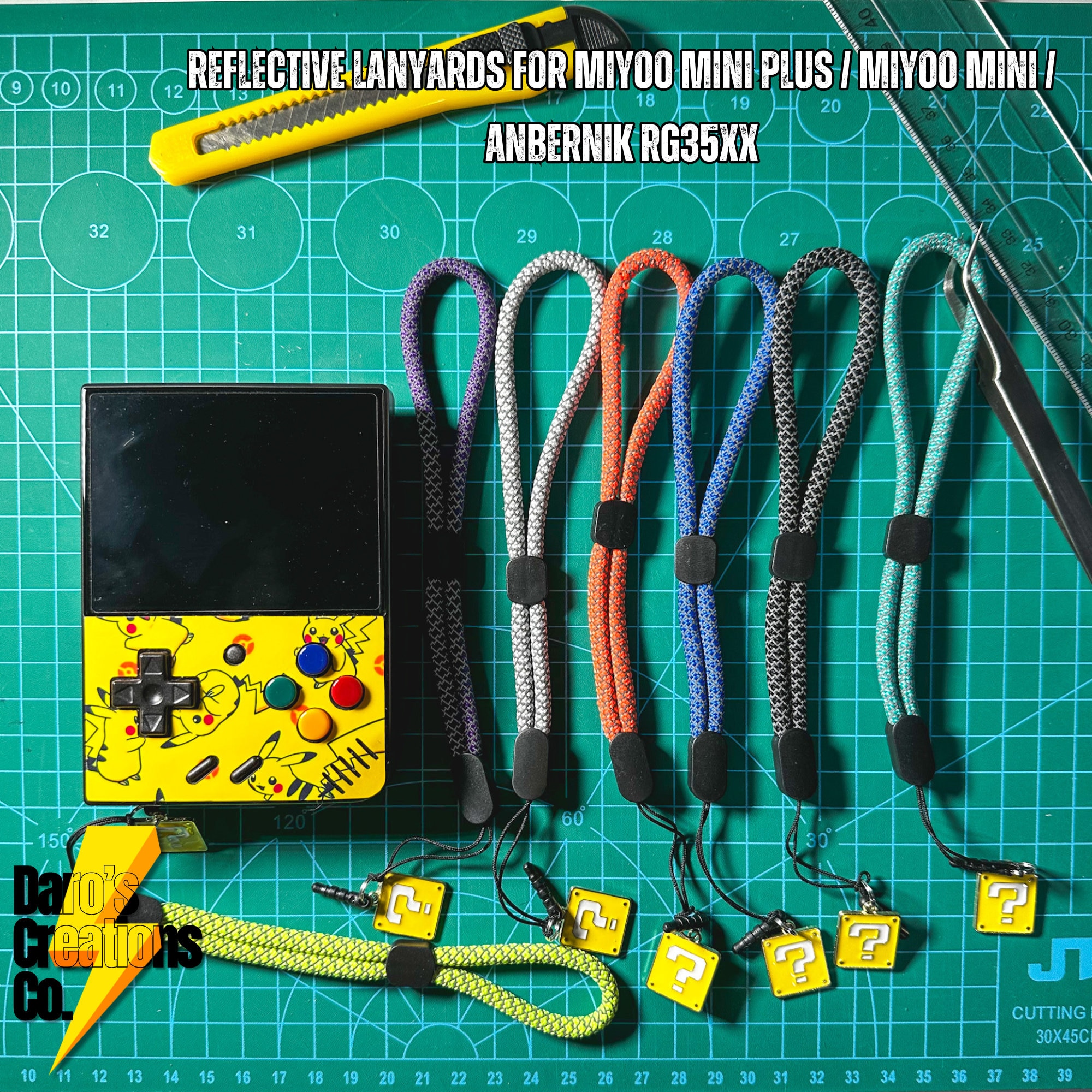Reflective Lanyards for Miyoo Mini Plus / Miyoo Mini / Anbernik RG35xx with Free 1 Pokemon Card