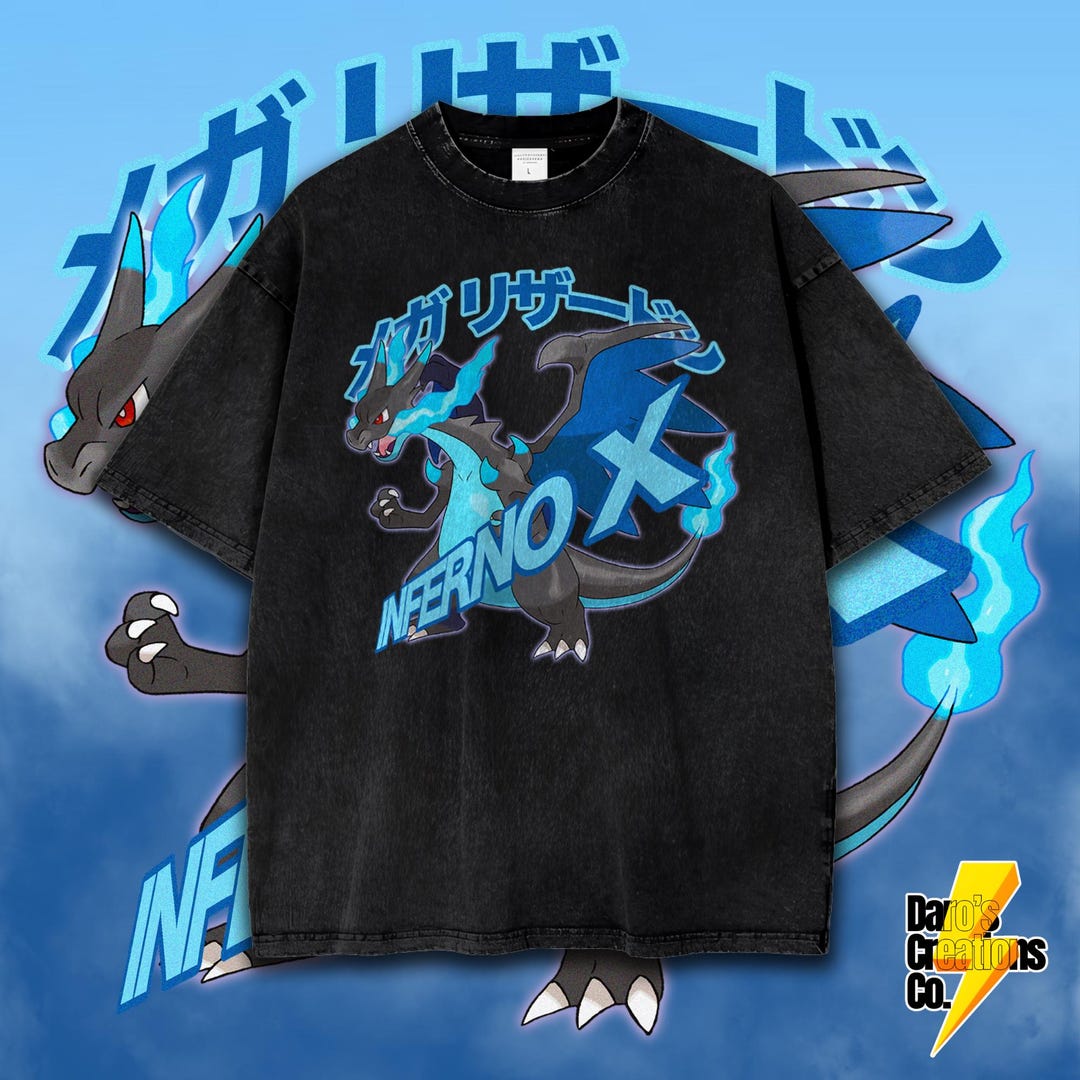 Pokemon Mega Charizard X Custom Anime Shirt, Vintage Anime Shirt, Retro ...
