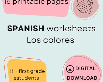 Folhas de exercícios Los colores | Folhas de exercícios em espanhol | Espanhol para crianças | Cores em espanhol