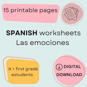Las emociones worksheets | Spanish worksheets | Spanish for children | Las emociones in Spanish |