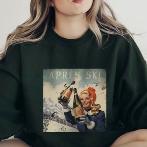 Retro Apres Ski Crewneck - Champagne Celebration