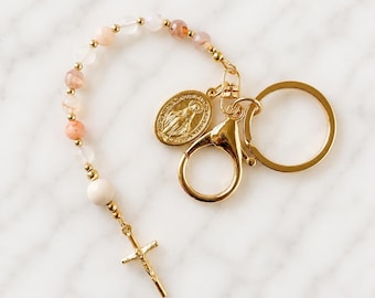 Rosary Keychain | One Decade Travel Rosary | Catholic Bag or Purse Accessory | Everlasting Light Collection