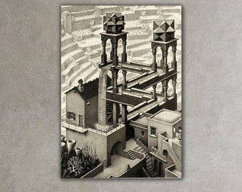 M C Escher 滝 キャンバス コルネリス・エッシャー 滝 ポスター ギフト