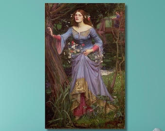 John William Waterhouse Oil Painting  Canvas Print Art,Ophelia in Blue Dress Canvas Poster Art,William Shakespeare- Hamlet Character Posters